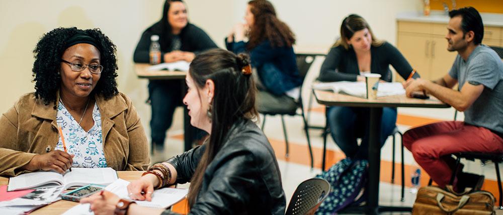 Students around desks